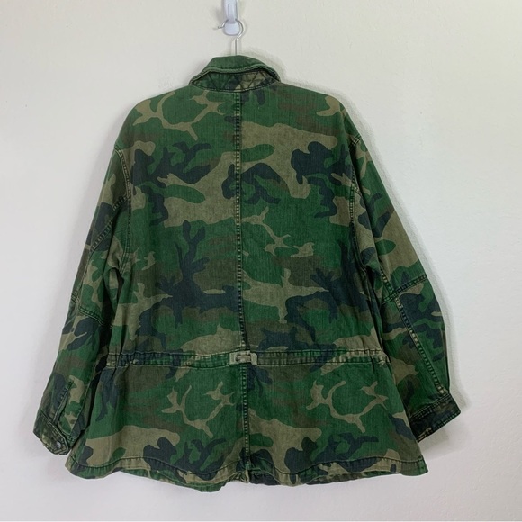 Free people Womens green camo full zip army Jacket M - Picture 9 of 9